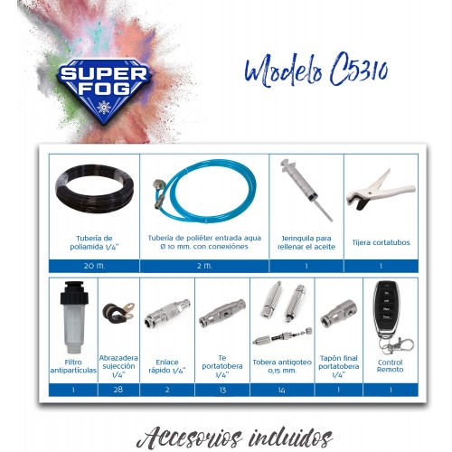 Kit completo SUPERFOG 0,5 l/h con accesorios - 5-35 m2 | C5310