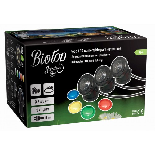 Foco LED sumergible para estanque - modelo PL1LED-3 12 LED - 3 focos