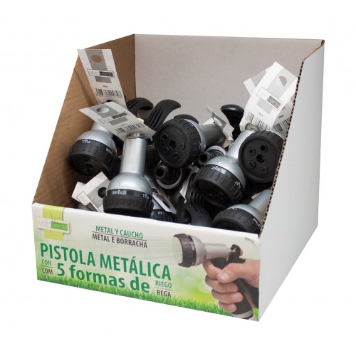 Pistola metal y caucho con 5 formas de riego