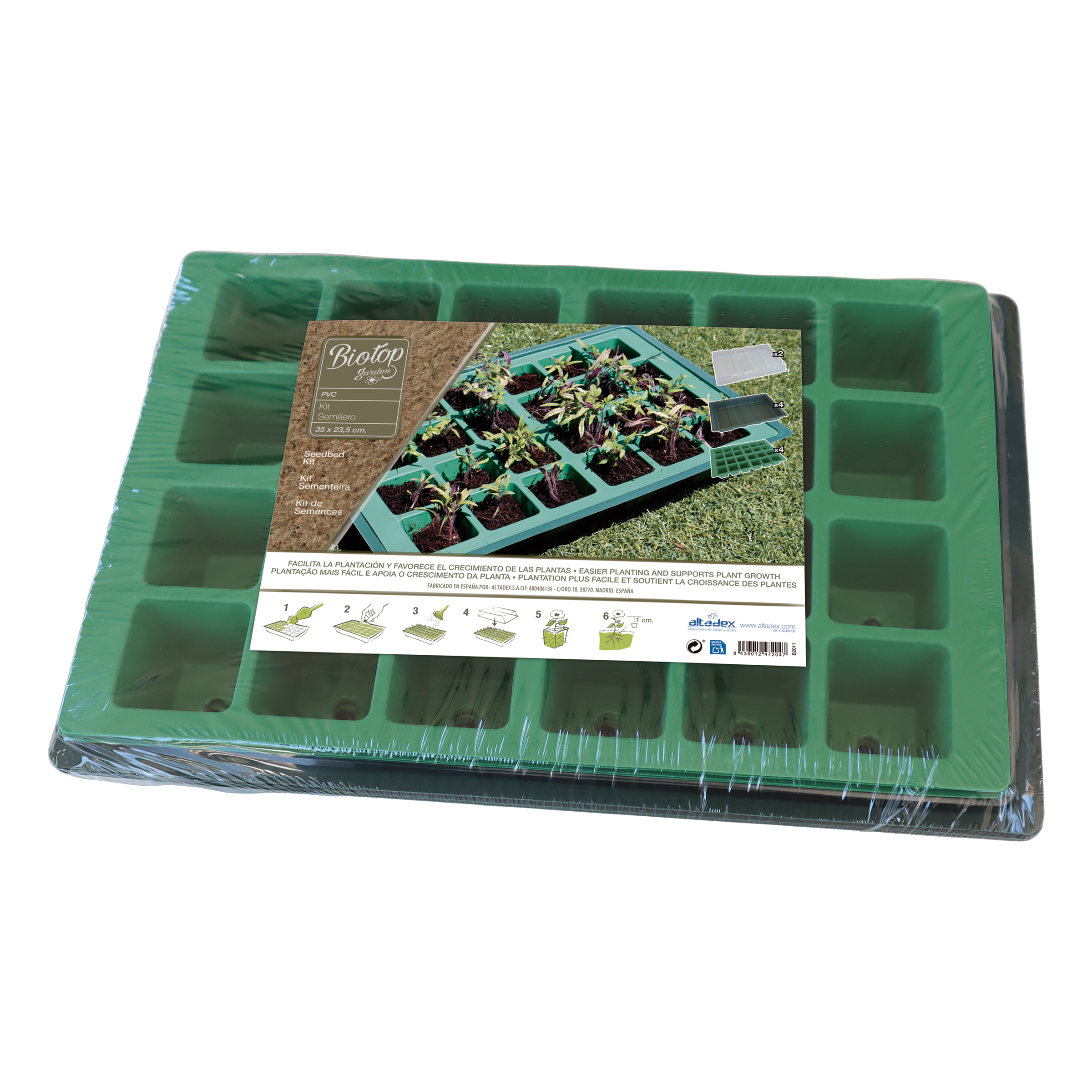 Kit semillero (4 bandejas + 4 semilleros + 2 tapas) - 35 x 23,5 cm. | B2011