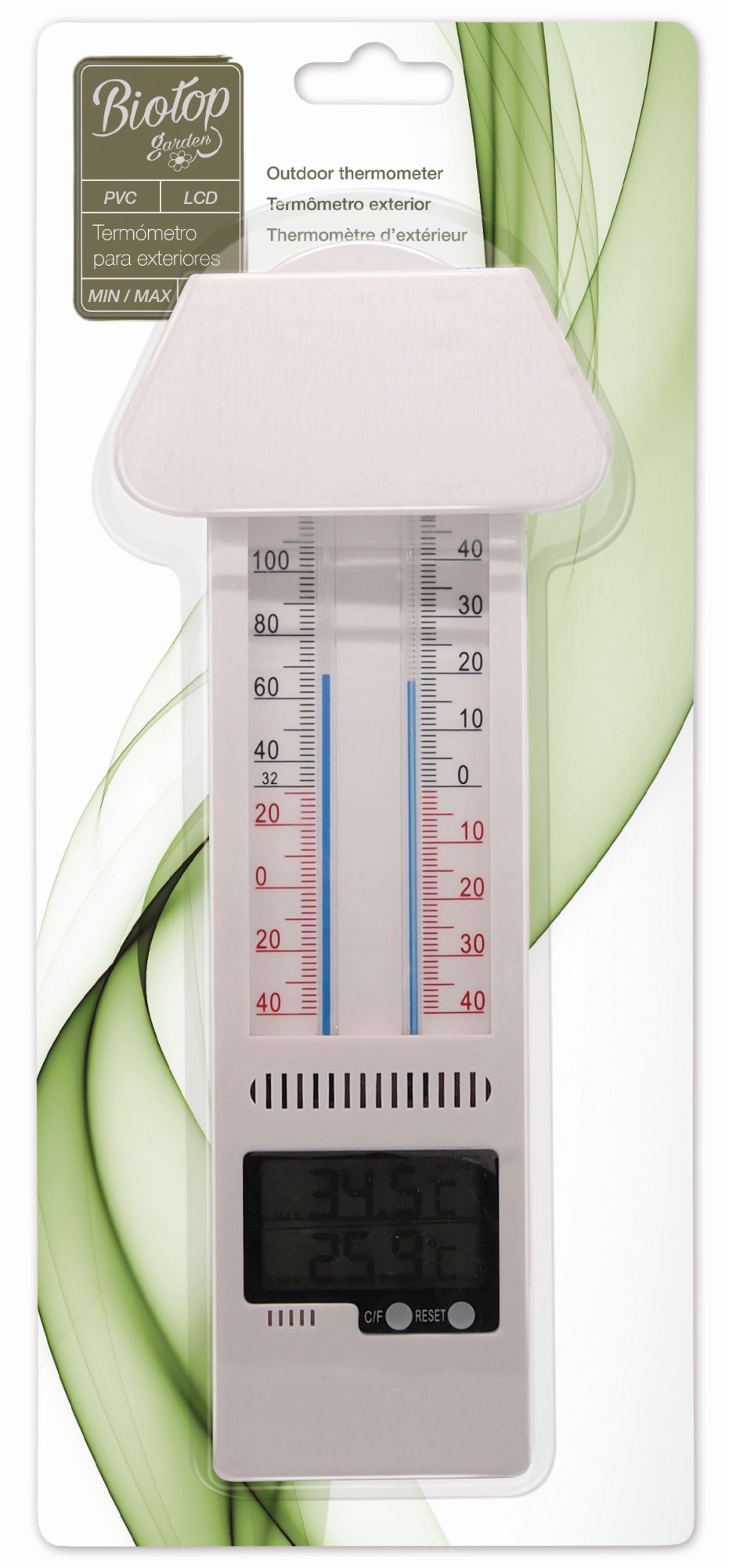 Termómetro de PVC con pantalla LCD  mide la temperatura mínima y máxima | B2212