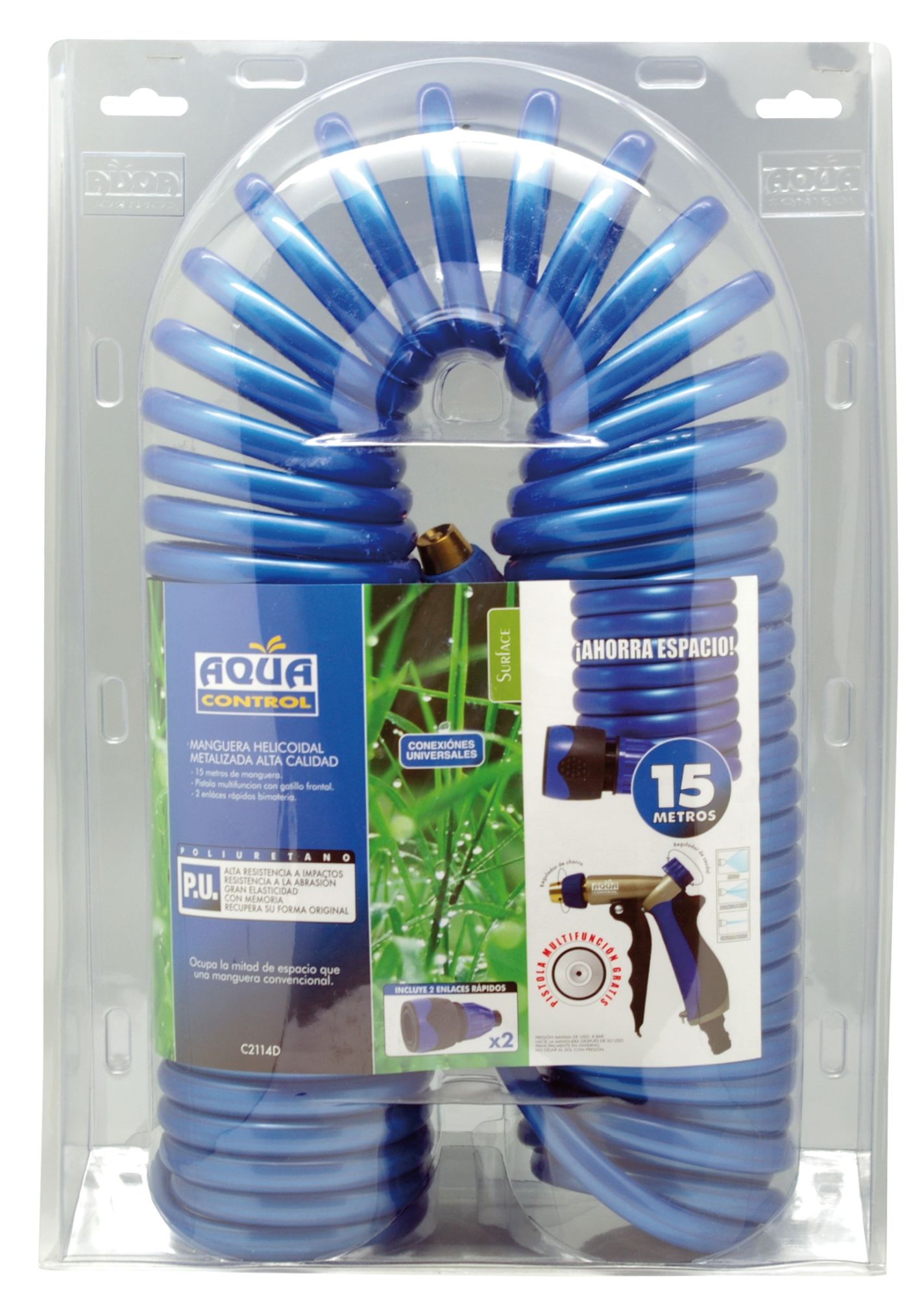 Manguera helicoidal P.U. + accesorios - 15 m. - Ø 10 mm. | C2114D