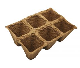 Macetas Cuadradas de fibra de madera  Bandeja de 6 macetas de 4,5 x 5 cm. | B2005