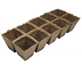 Macetas Cuadradas de fibra de madera Bandeja de 10 macetas de 5,5 x 5,5 cm. | B2006