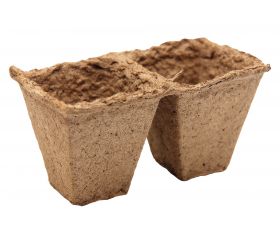 Macetas Cuadradas de fibra de madera  Bandeja de 2 macetas de 6 x 6 cm. | B2008