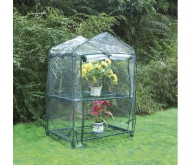 Invernadero con estructura de acero plastificado y funda de PVC - 68 x 49 x 96 cm. - 2 bandejas | B2090