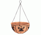 Cesto colgante ornamental de hierro forjado + forro de coco Ø 30 cm. + cadenas - Modelo Mariposa | B6010