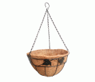 Cesto colgante ornamental de hierro forjado + forro de coco Ø 30 cm. + cadenas - Modelo Mariposa | B6020