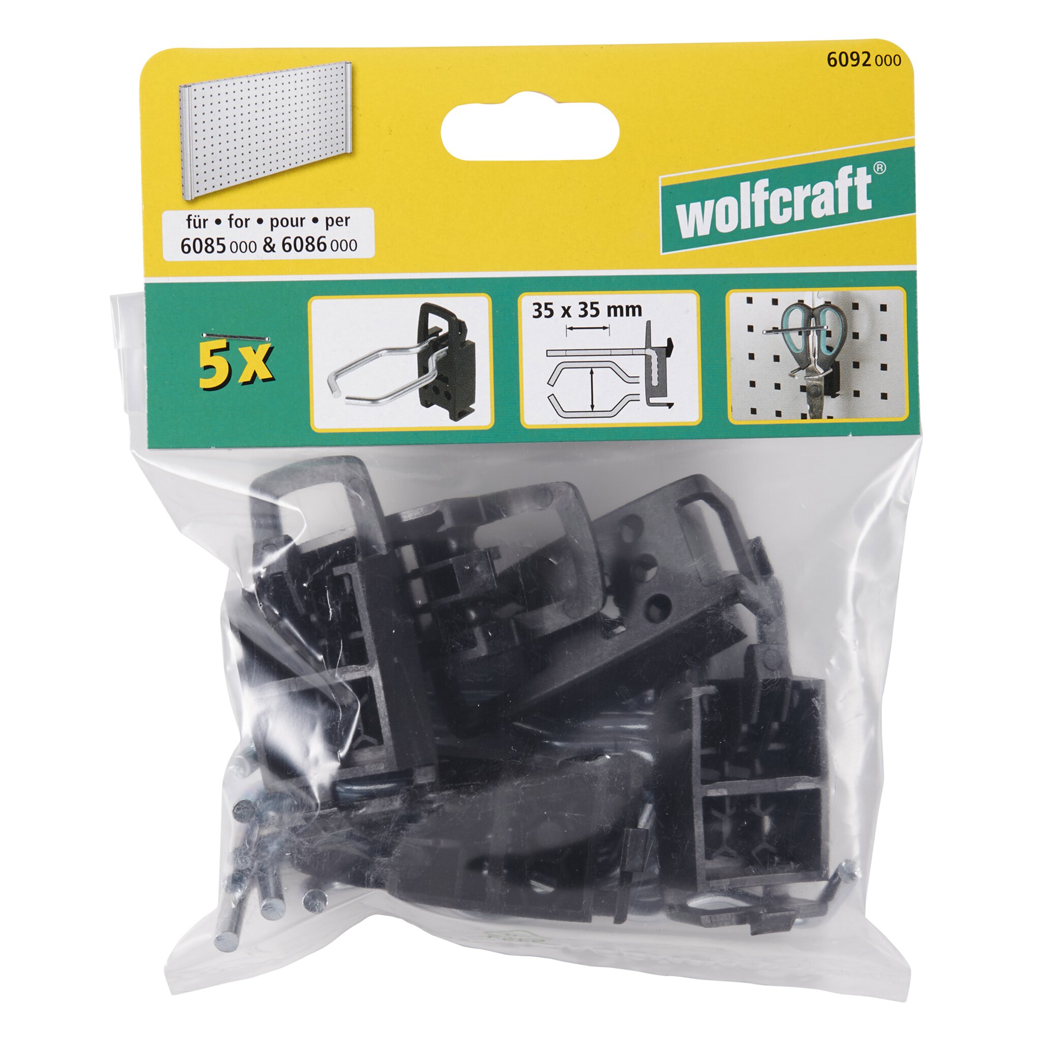 5 ganchos con bucle para panel perforado de 35 x 35 mm WSS