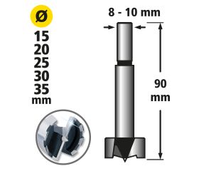Juego de brocas Forstner, 5 piezas