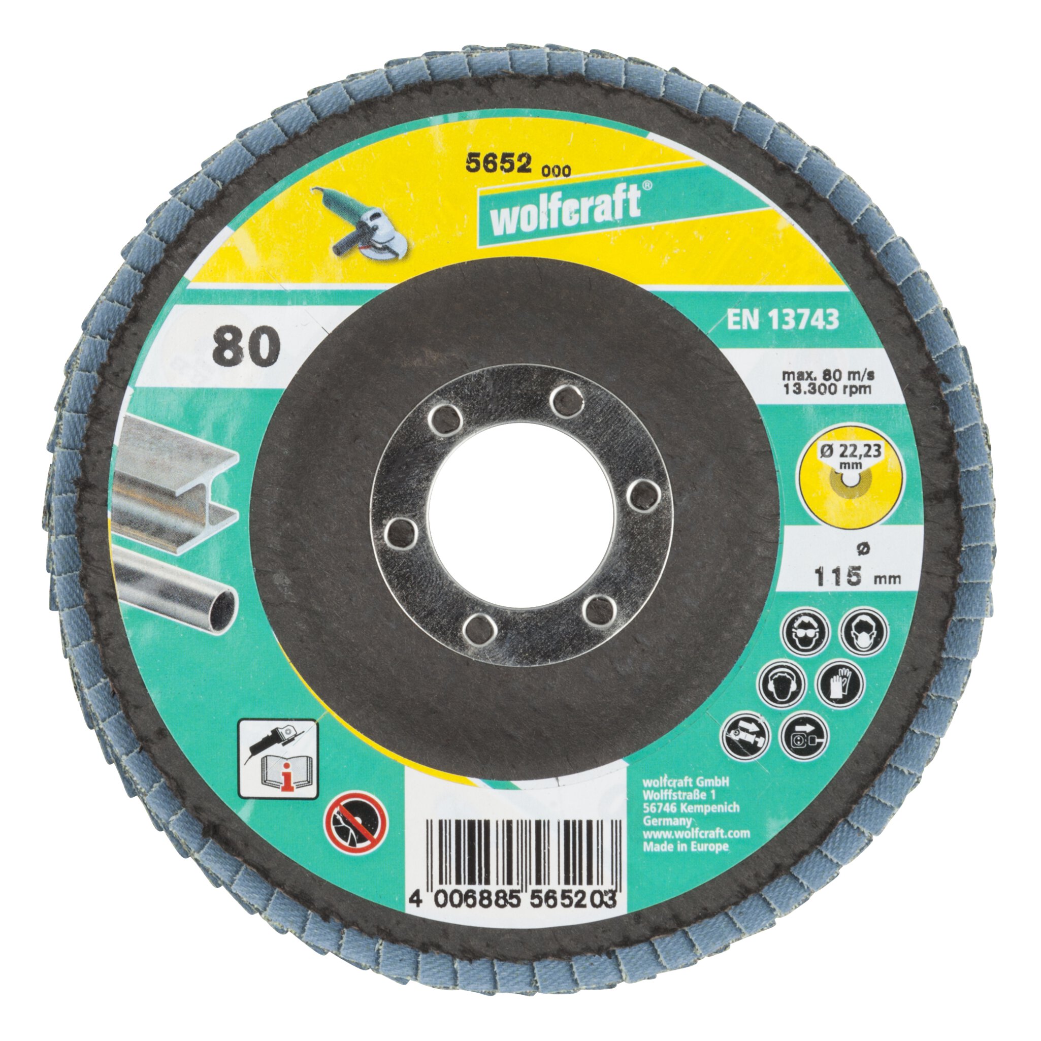 1 disco de láminas abrasivo para amoladora angular grano 80 Ø115mm