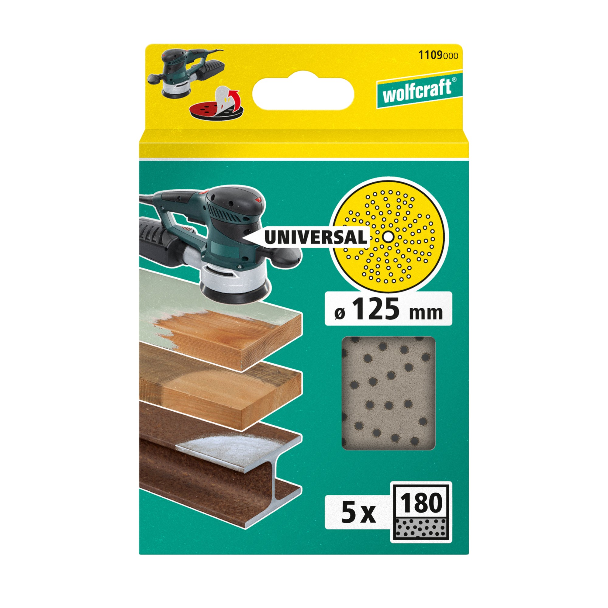 5 discos de lijar multiorificio para lijadora excéntrica, Ø 125 mm, grano 180