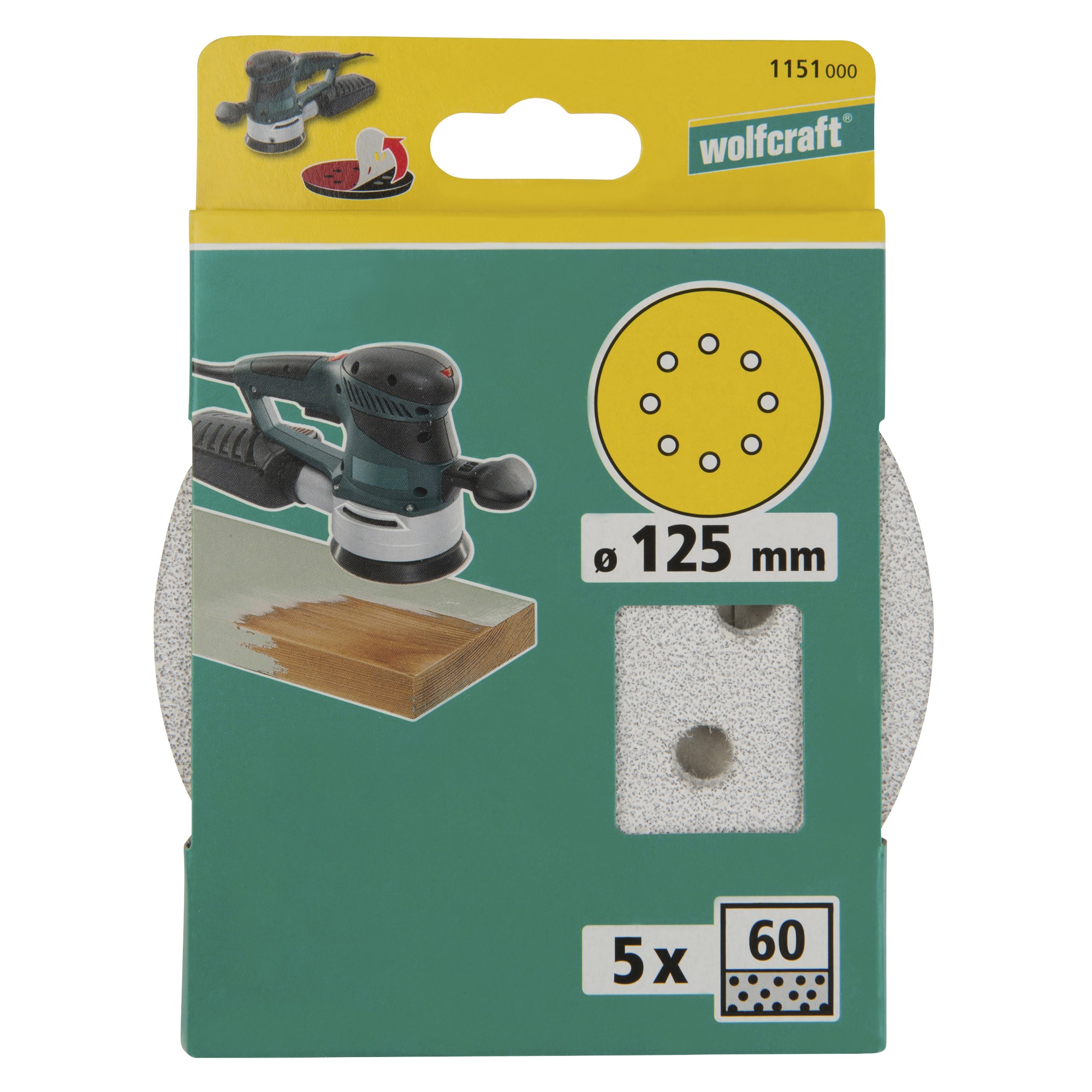 5 discos adhesivos de lijar estearato excéntrico, grano 60 Ø 125