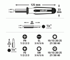 Caja de puntas, ranura/estrella (PH/PZ) / TORX® (T) / TORX® con agujero / hexágono interior, 32 piezas