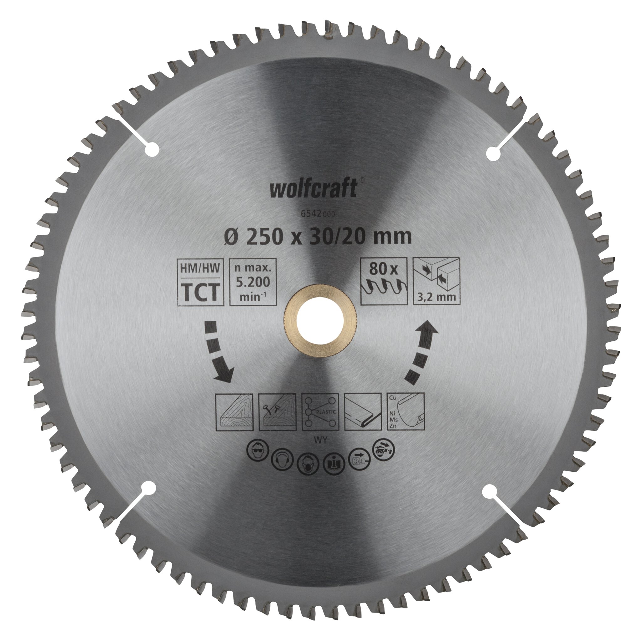 1 disco de sierra de corte e ingleteado CT 80 dientes ø250 mm