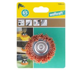 1 cepillo de copa de alambre de nylon, agresivo vást. hexagonal Ø 65 mm