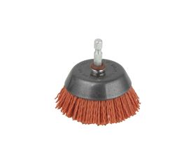 1 cepillo de copa de alambre de nylon, agresivo vást. hexagonal Ø 65 mm