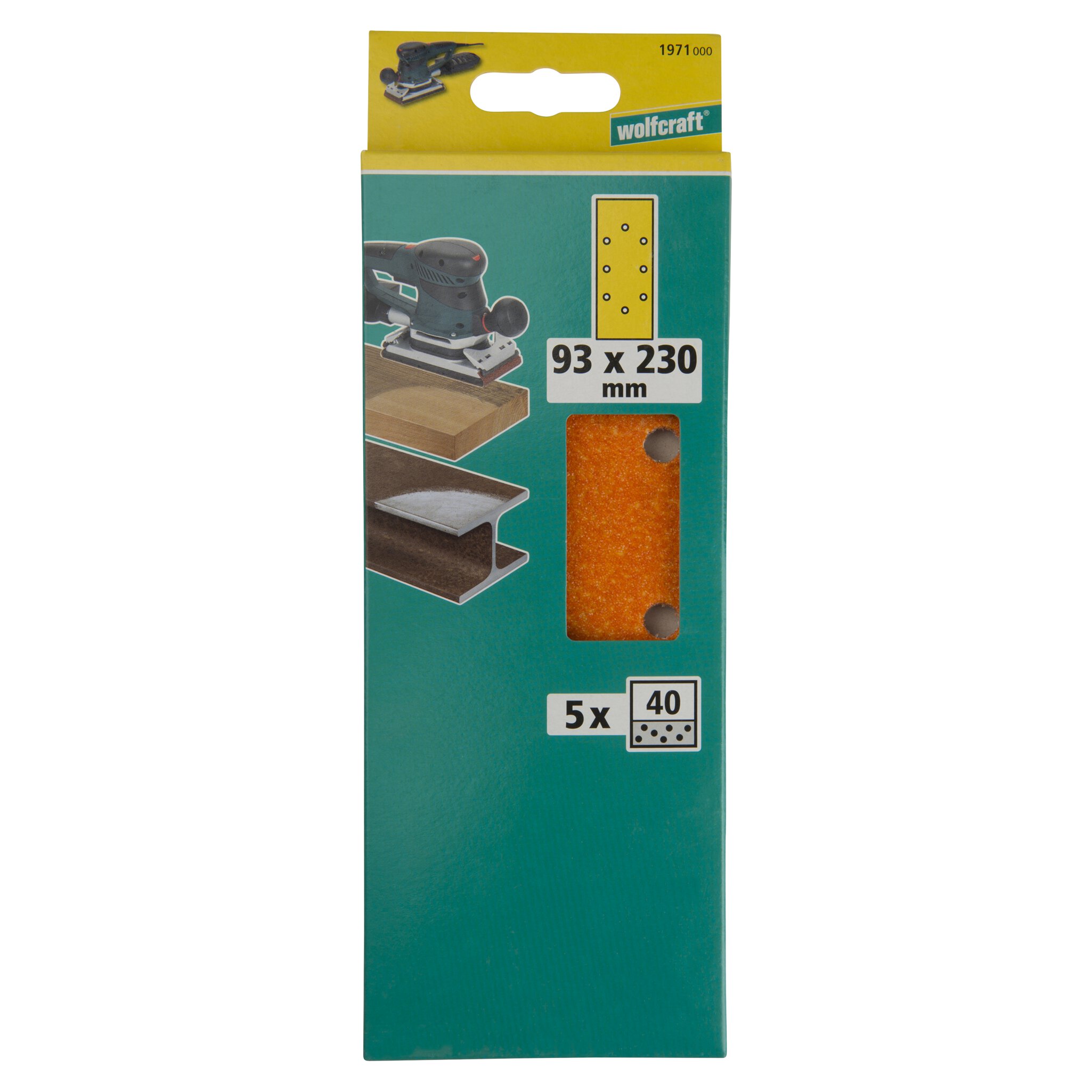 5 hojas de lijar de corindón, grano 40, 93 x 230 mm