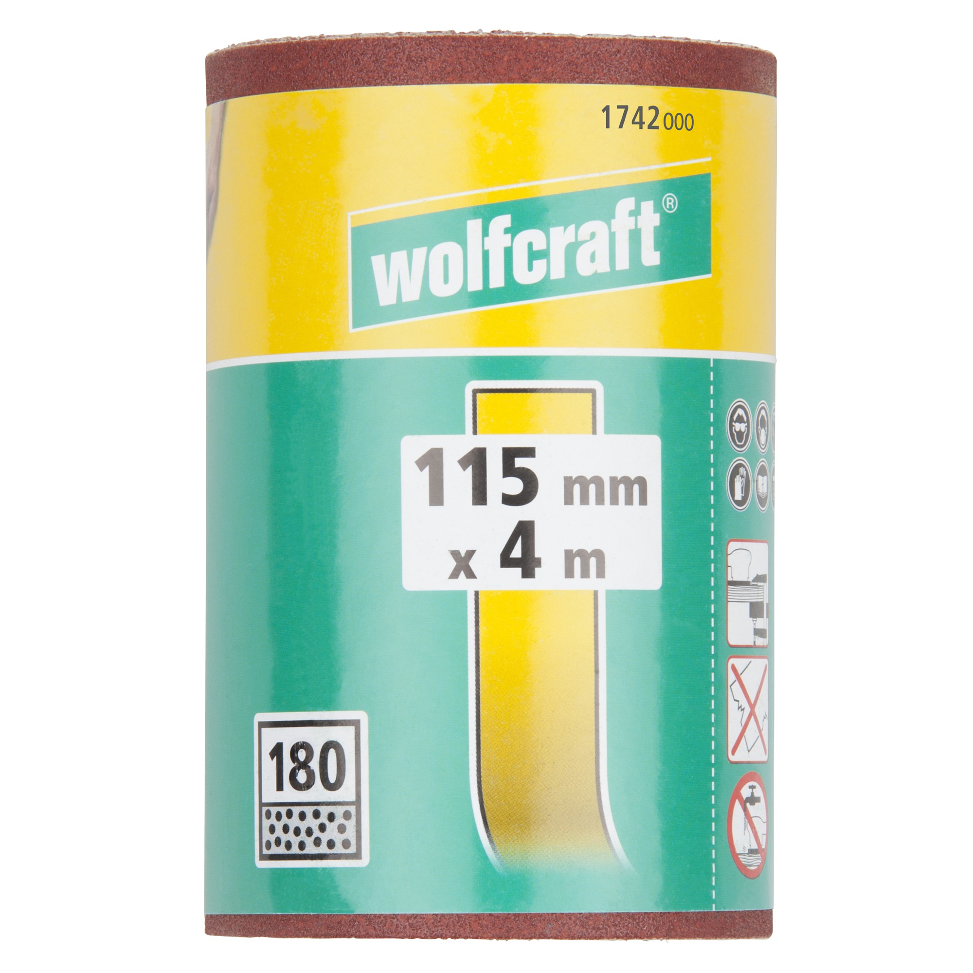 1 rollo de papel abrasivo adhesivo, grano 180, 4 m x 115 mm