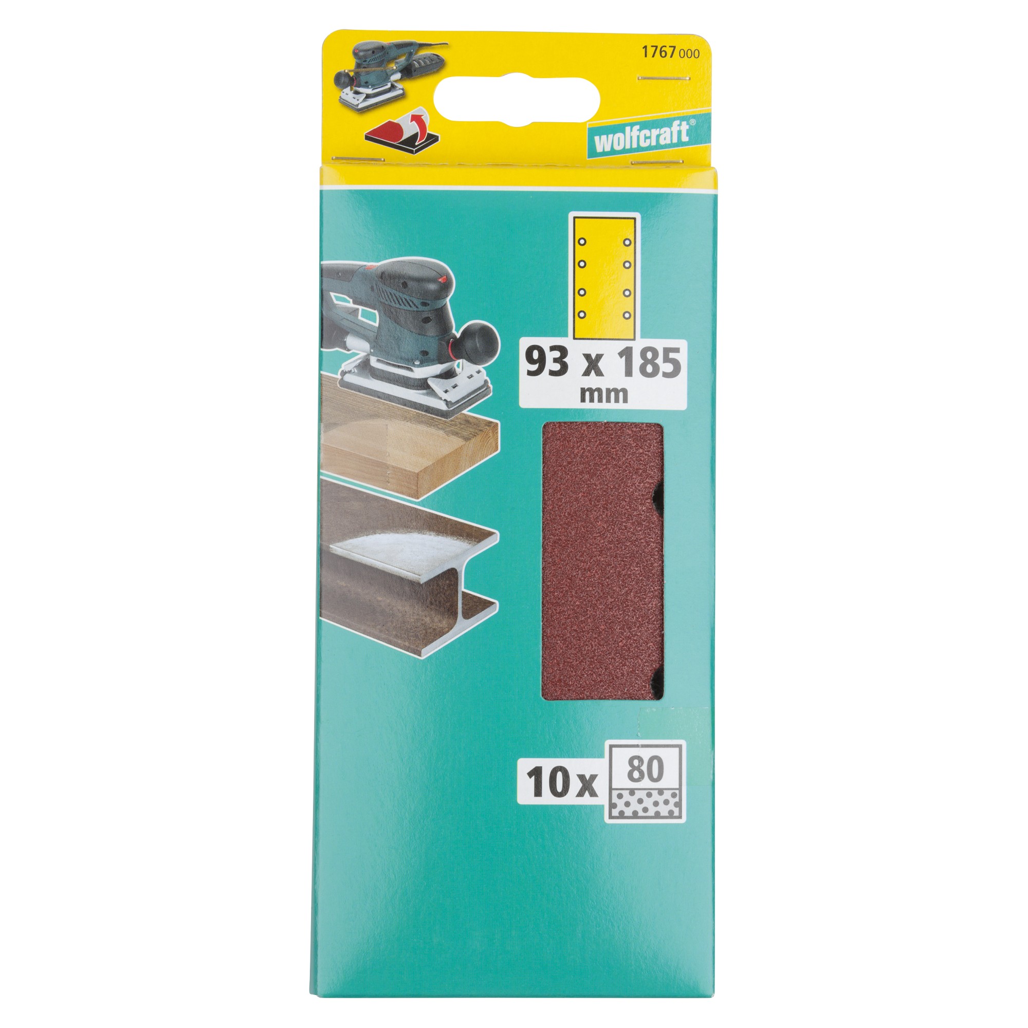 10 hojas de lijar adhesivas Corindón de grano 80 de 93 x 185 mm