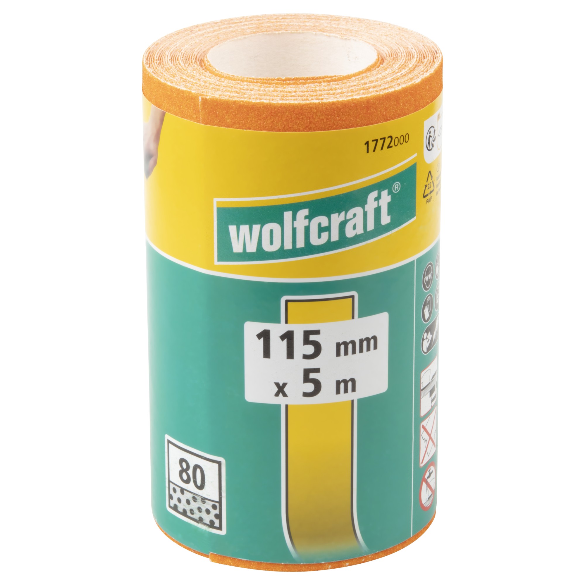 1 rollo de papel abrasivo de grano Grano 80, 5 m x 115 mm