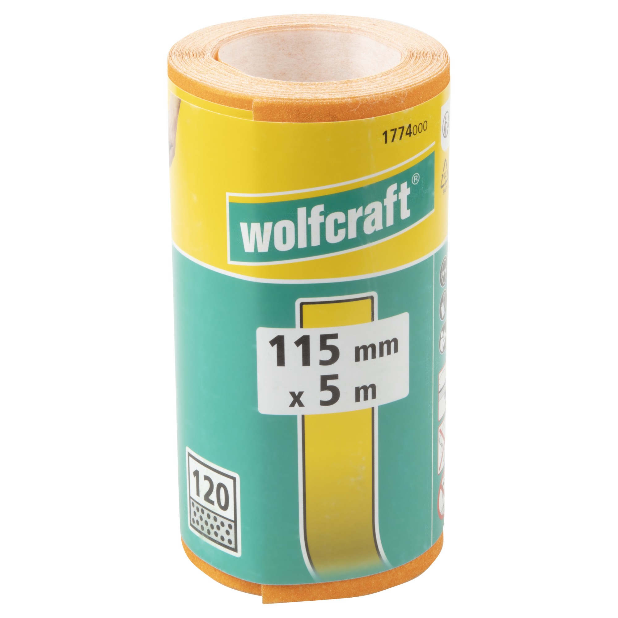 1 rollo de papel abrasivo de grano Grano 120, 5 m x 115 mm