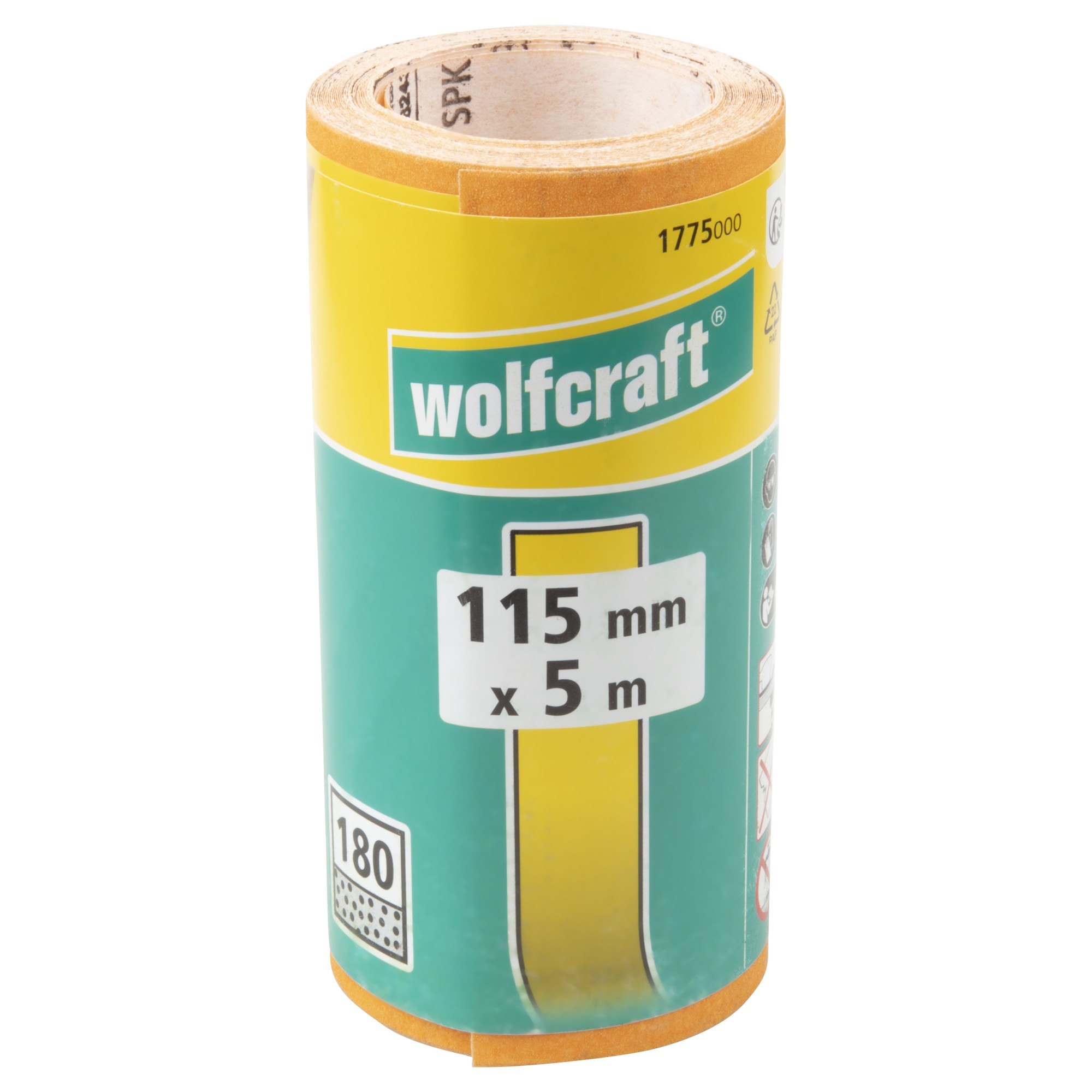 1 rollo de papel abrasivo de grano Grano 180, 5 m x 115 mm