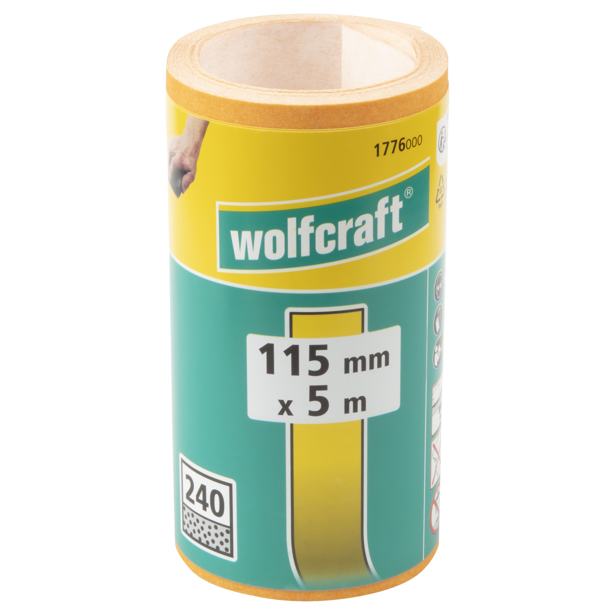 1 rollo de papel abrasivo de grano Grano 240, 5 m x 115 mm