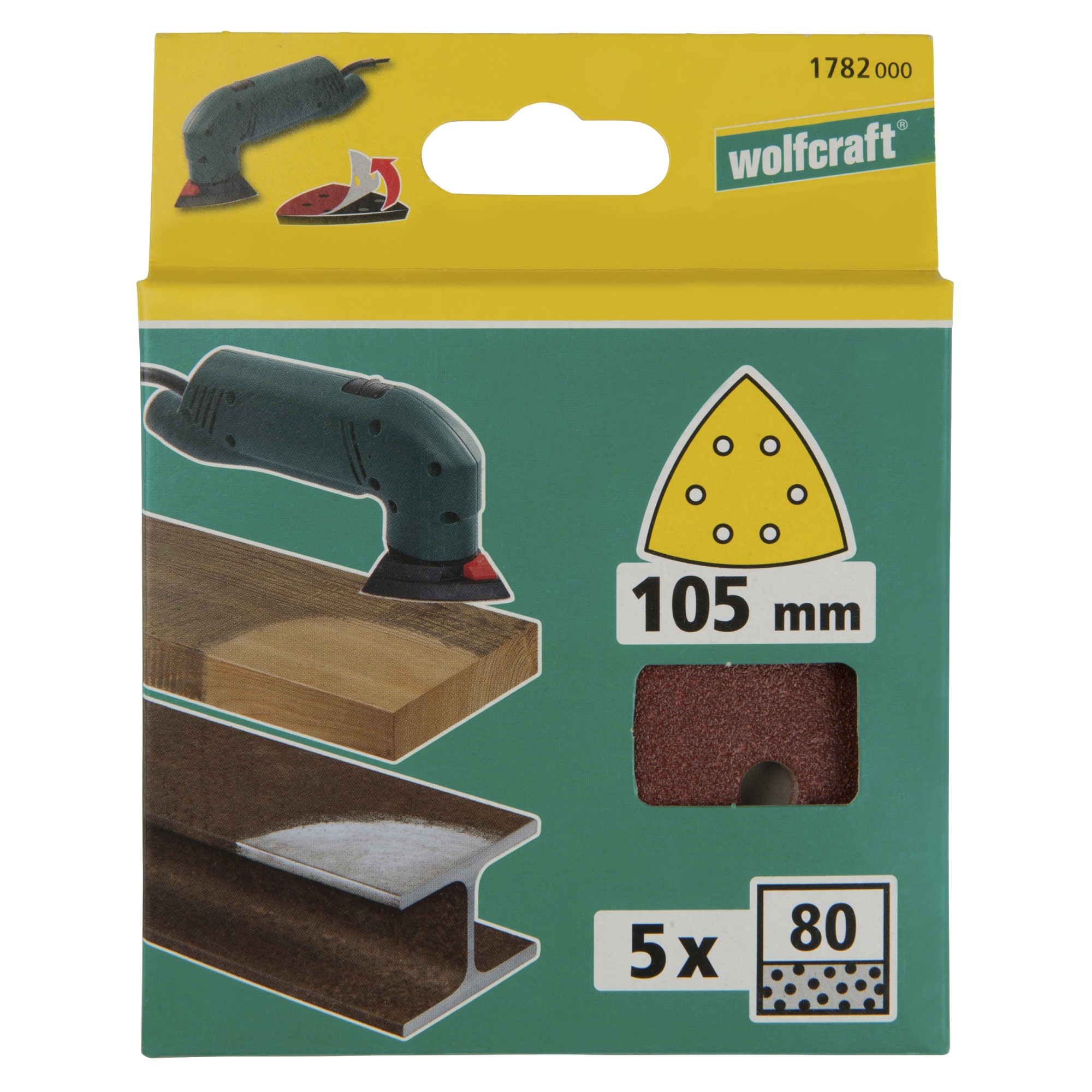 5 hojas abrasivas adhesivas Corindón, grano 80 Delta 105 mm