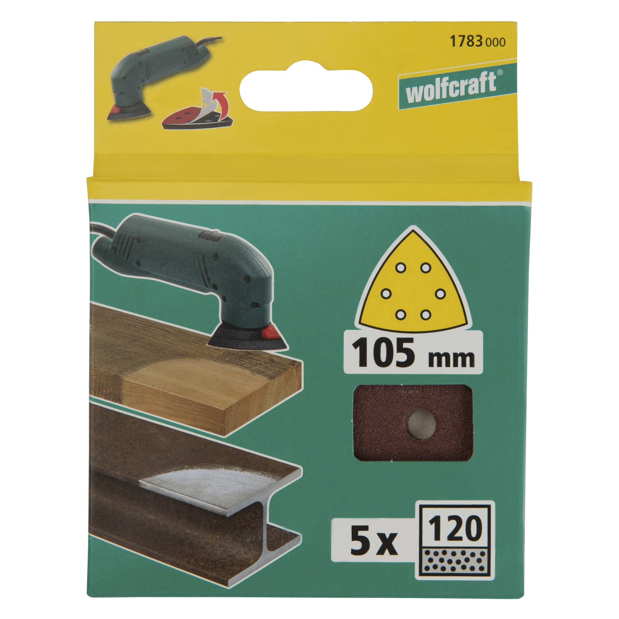 5 hojas abrasivas adhesivas Corindón, grano 120 Delta 105 mm