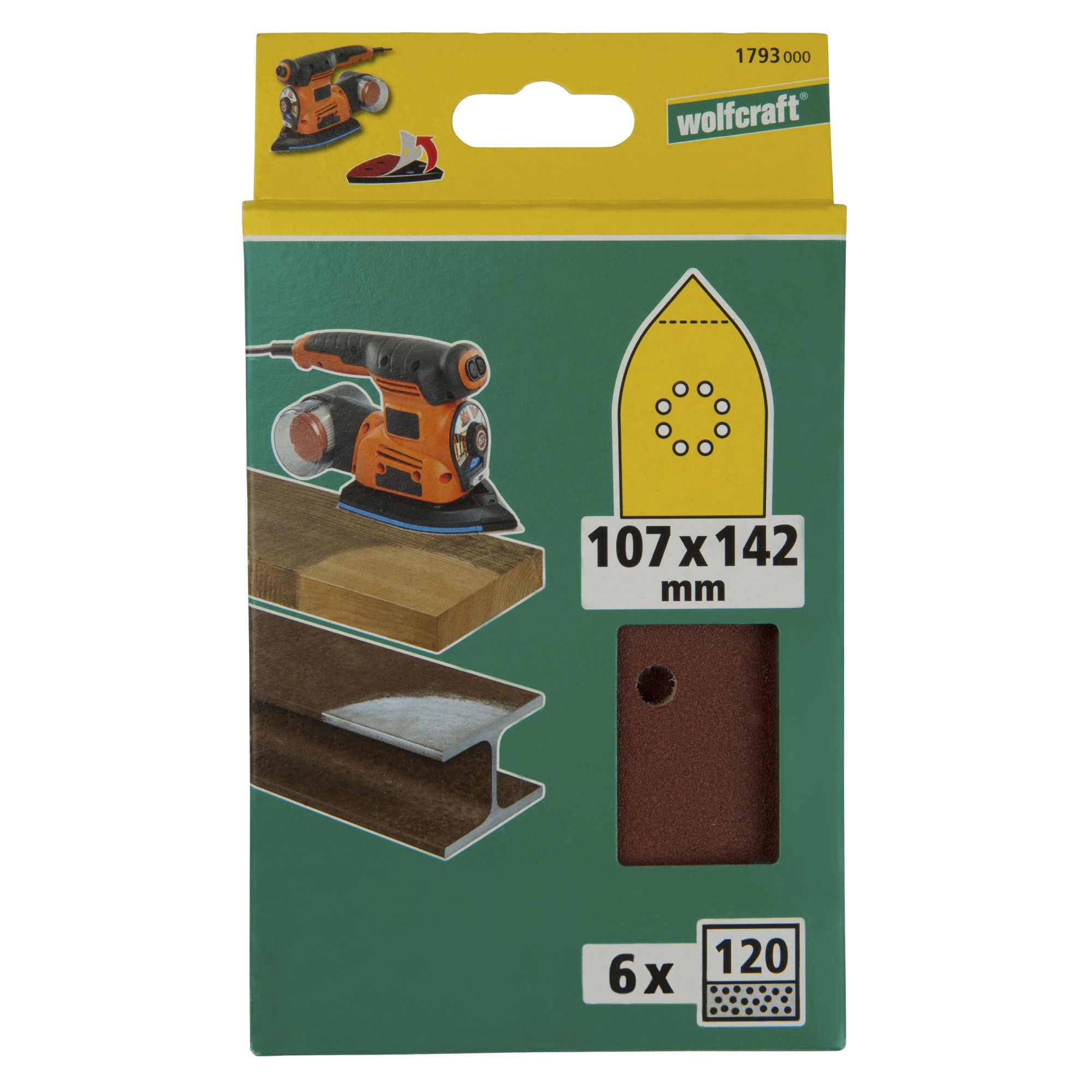 6 hojas abrasivas adhesivas corindón de grano 120 de 107 x 142 mm