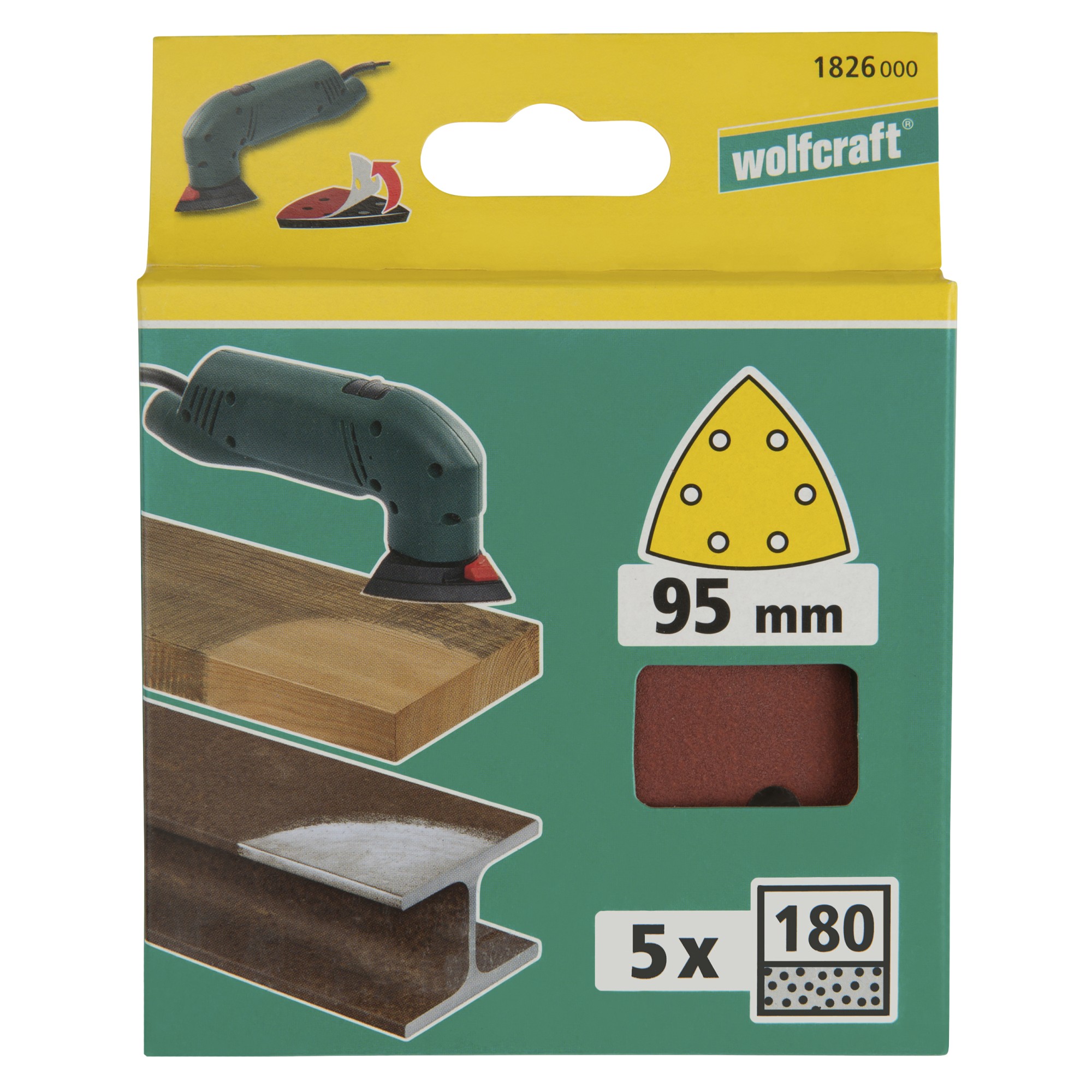 5 hojas abrasivas adhesivas Corindón, grano 180 Delta 95 mm