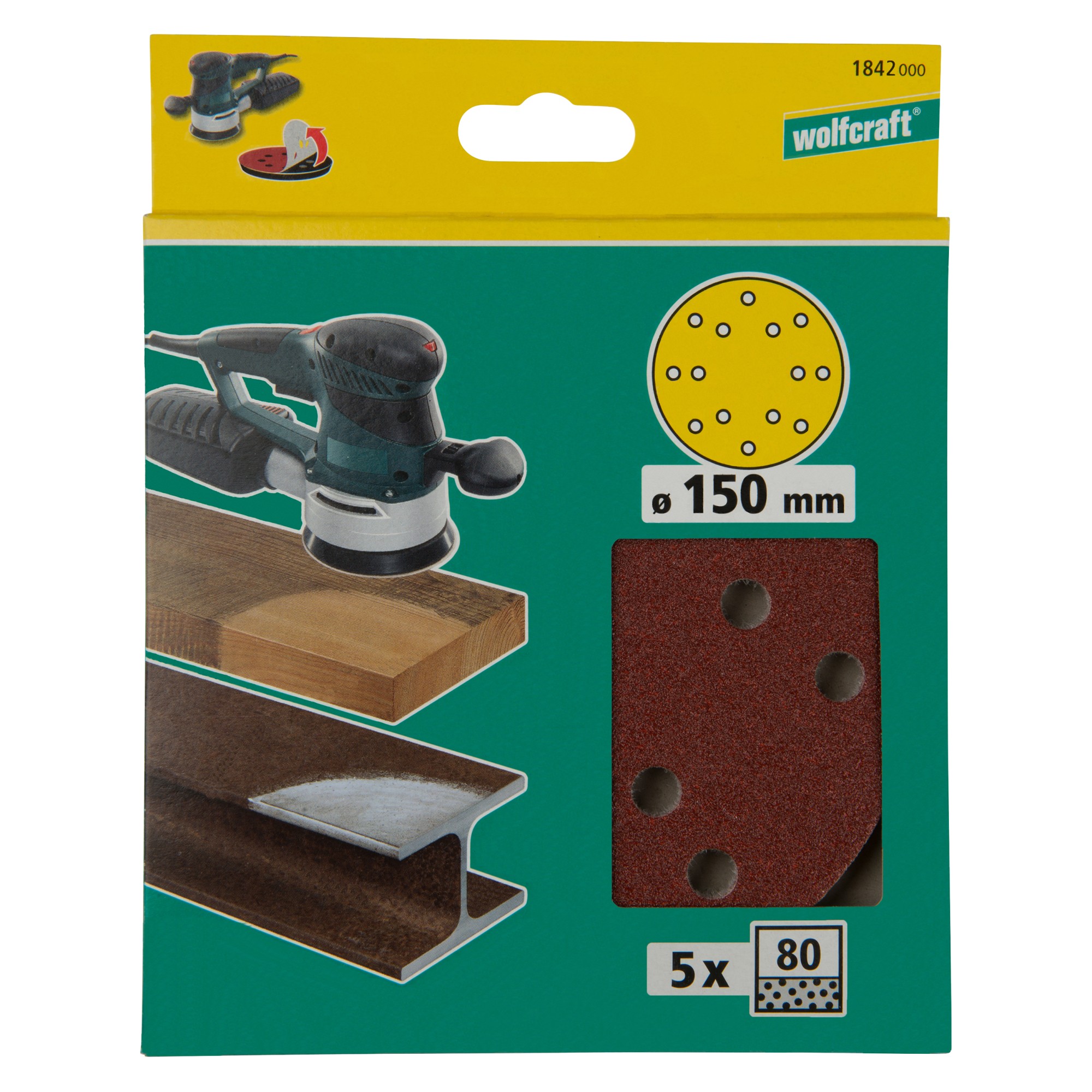 5 discos adhesivos de lijar Corindón, para exc., grano 80 Ø 150