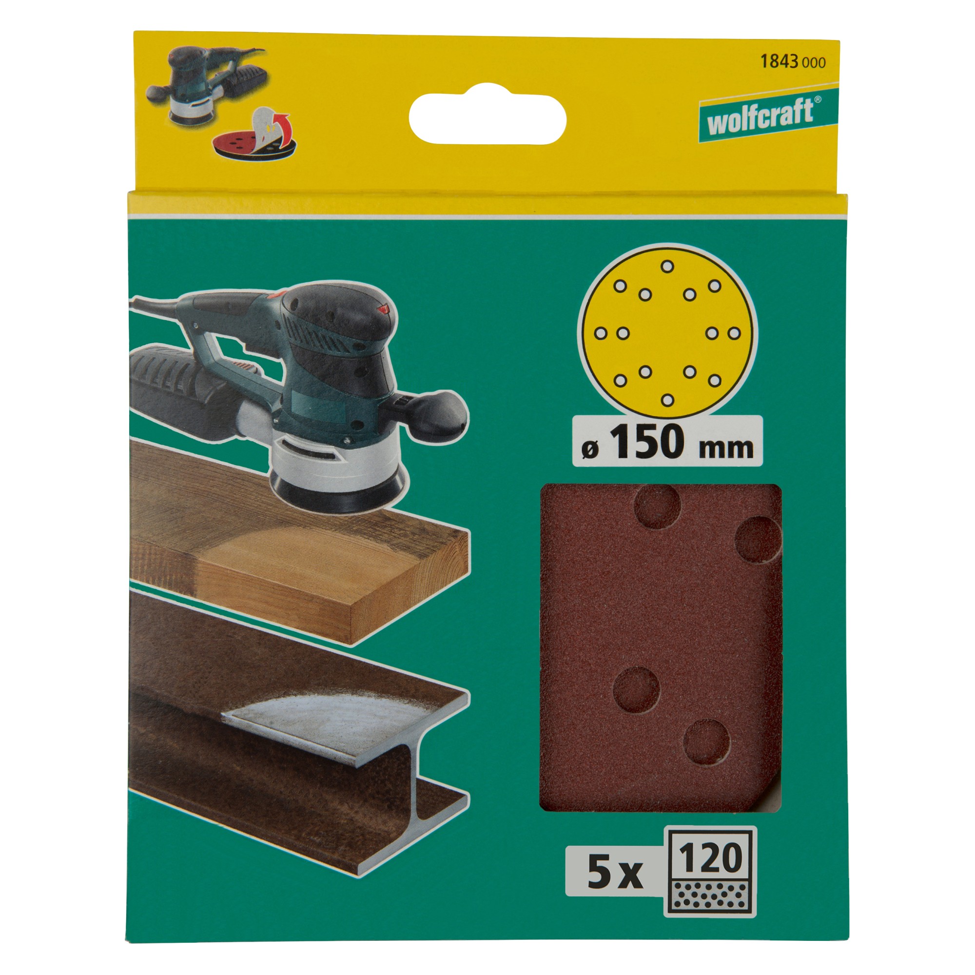 5 discos adhesivos de lijar Corindón, para exc., grano 120 Ø 150