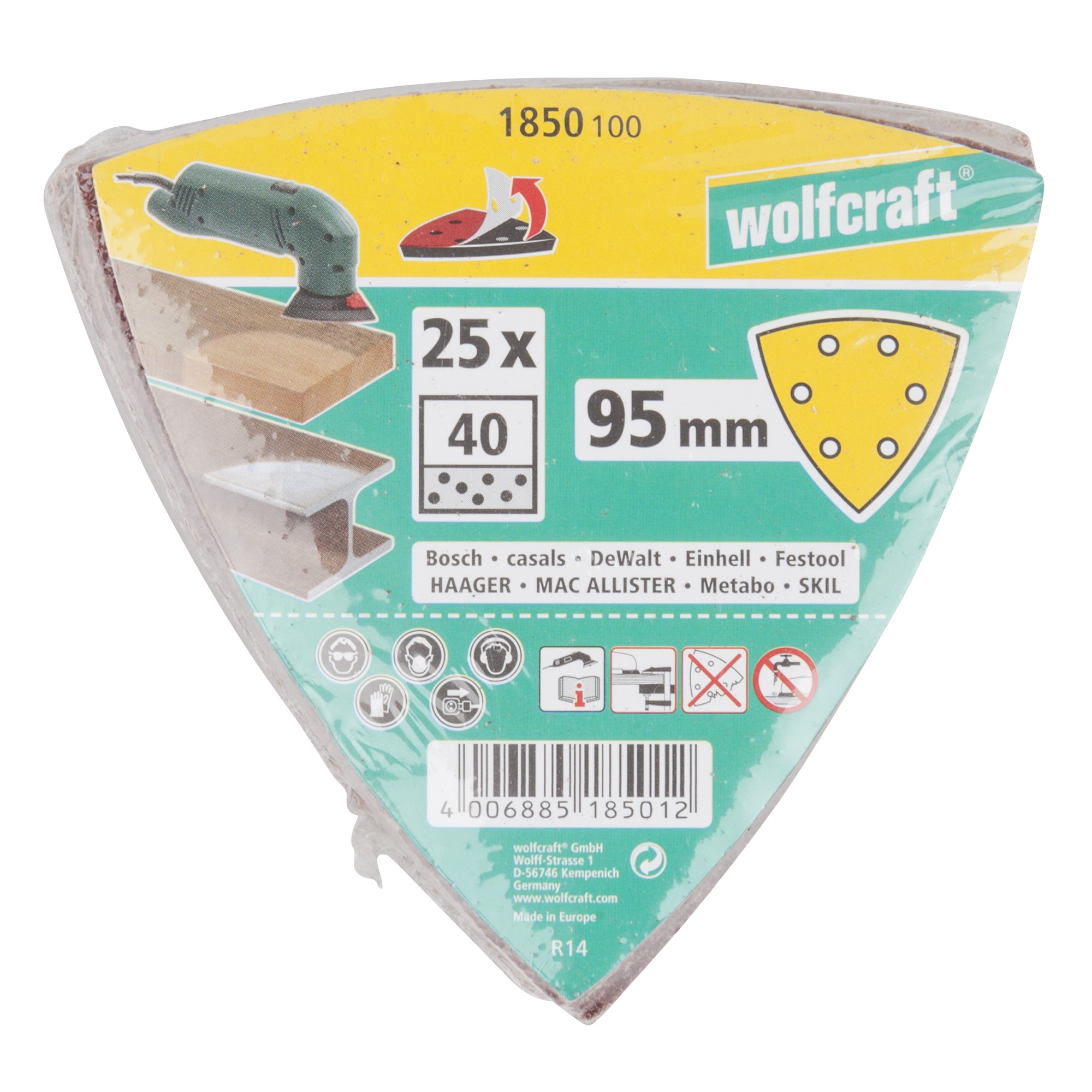 25 hojas abrasivas adhesivas Corindón, grano 40 Delta 95 mm