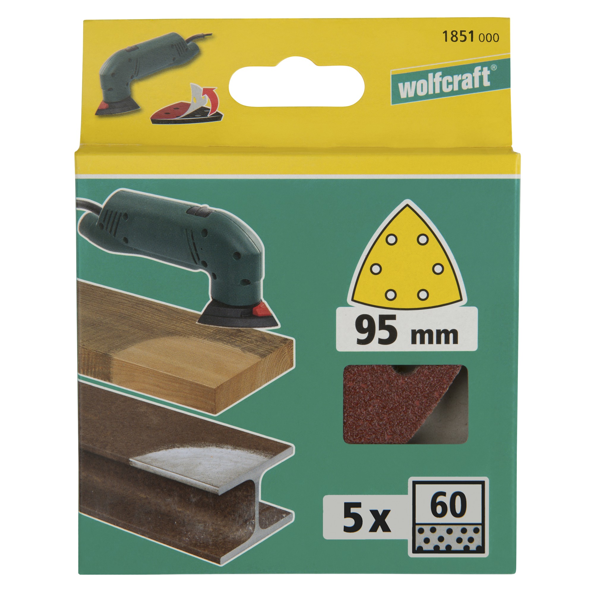 5 hojas abrasivas adhesivas Corindón, grano 60 Delta 95 mm