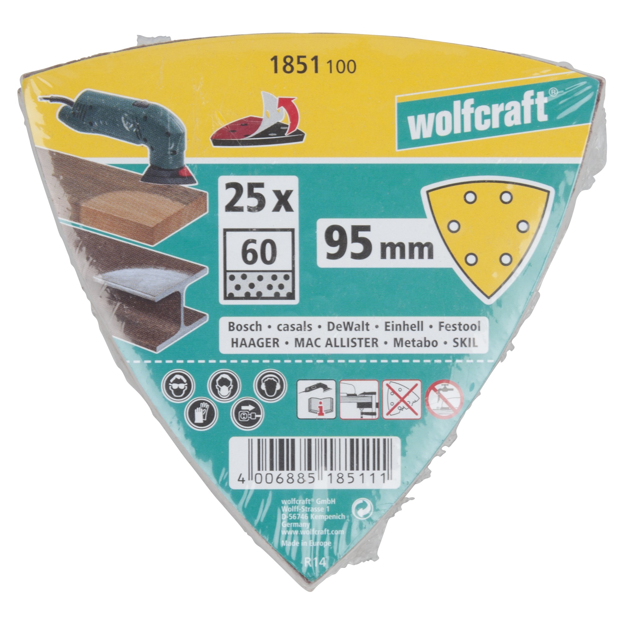 25 hojas abrasivas adhesivas Corindón, grano 60 Delta 95 mm