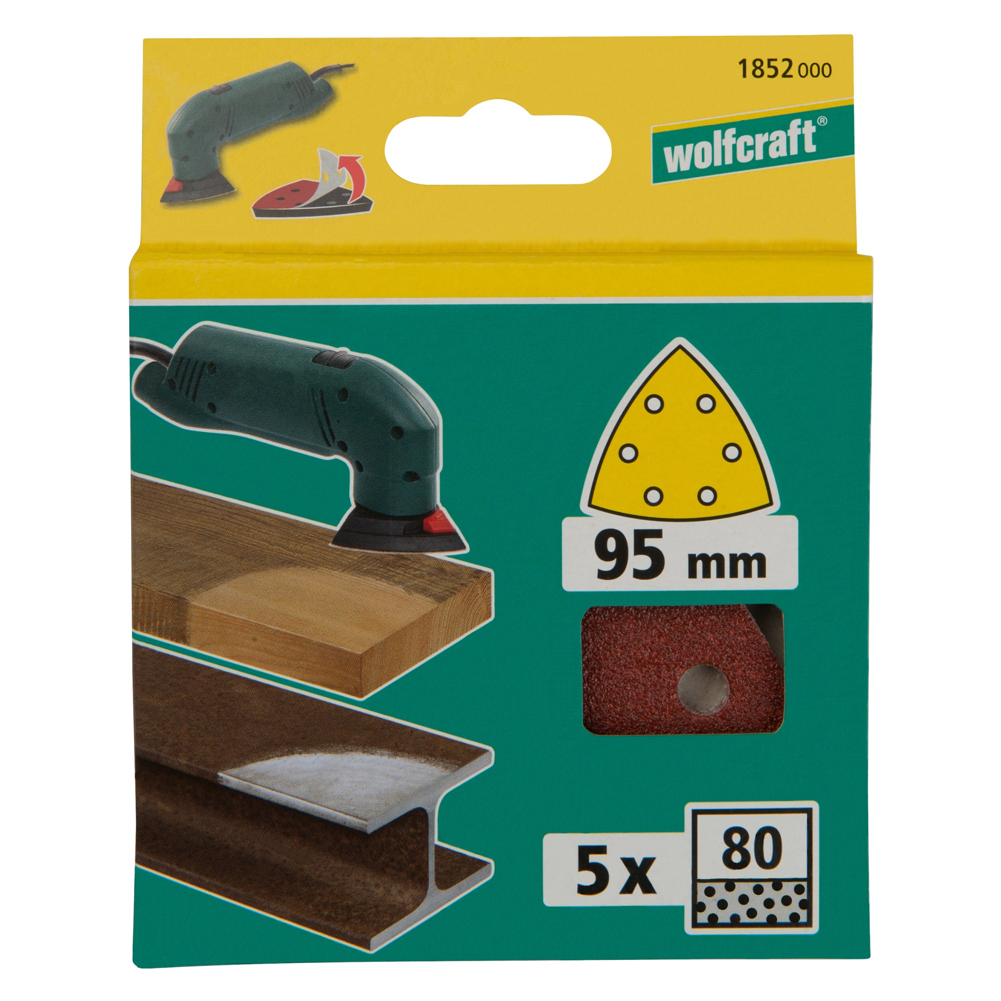 5 hojas abrasivas adhesivas Corindón, grano 80 Delta 95 mm