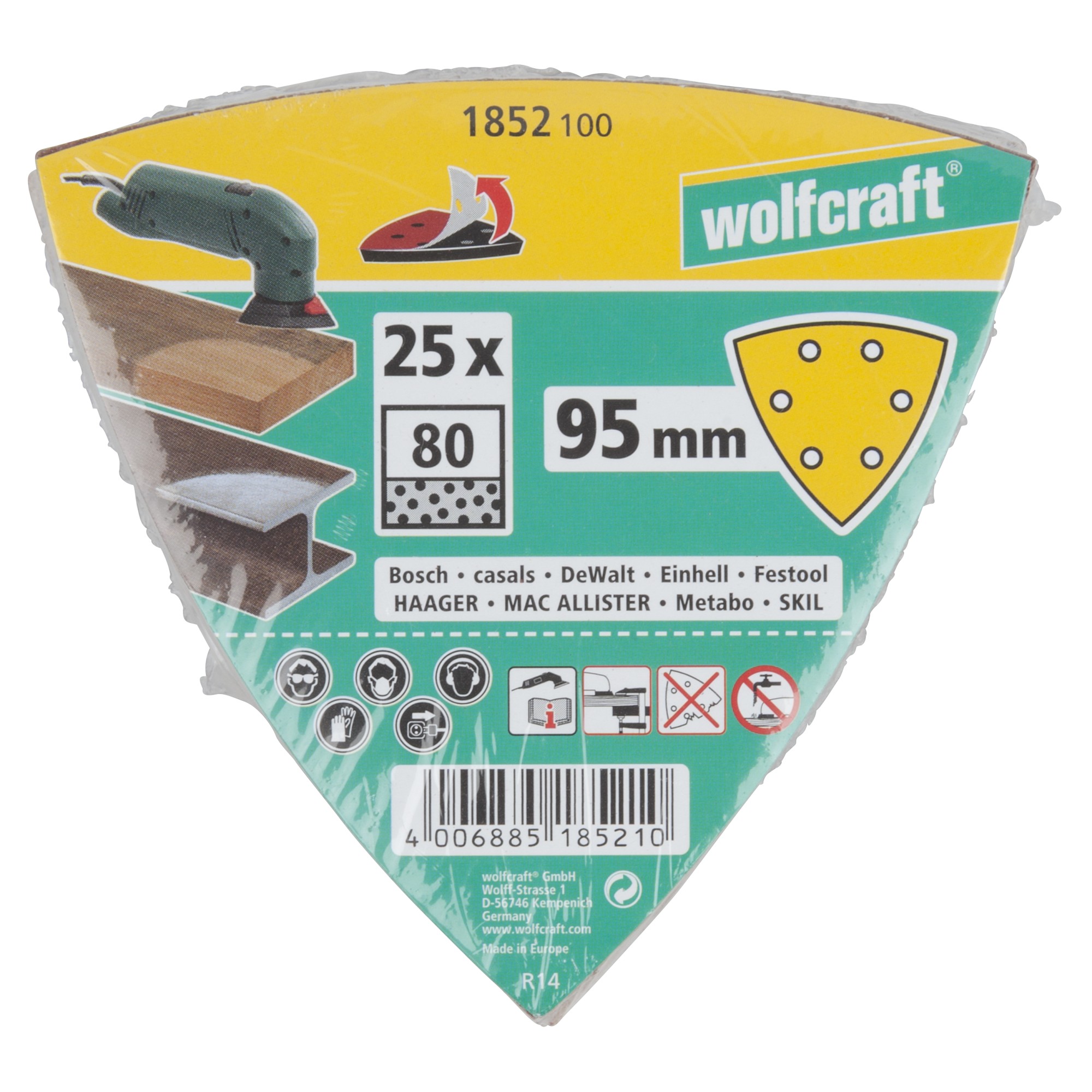 25 hojas abrasivas adhesivas Corindón, grano 80 Delta 95 mm