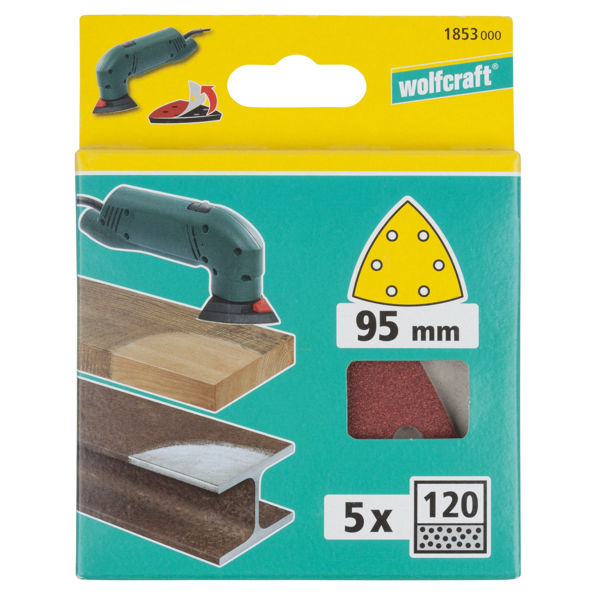 5 hojas abrasivas adhesivas Corindón, grano 120 Delta 95 mm