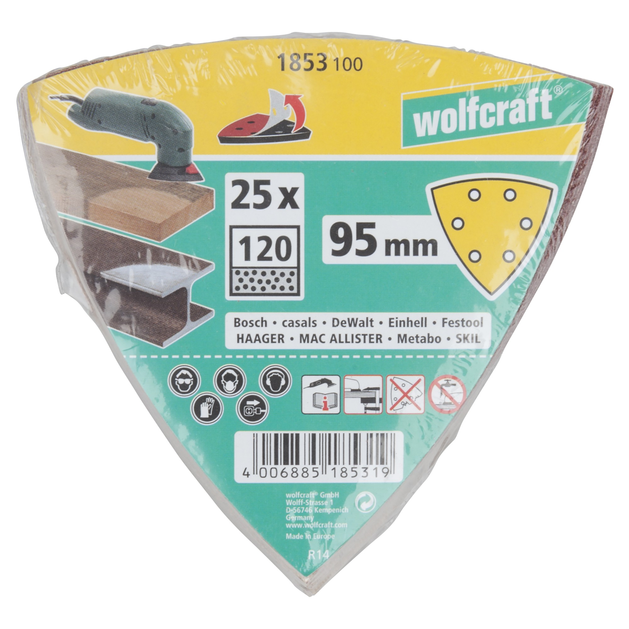 25 hojas abrasivas adhesivas Corindón, grano 120 Delta 95 mm