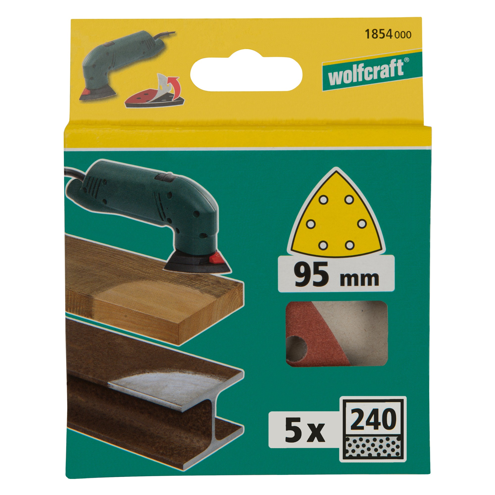 5 hojas abrasivas adhesivas Corindón, grano 240 Delta 95 mm