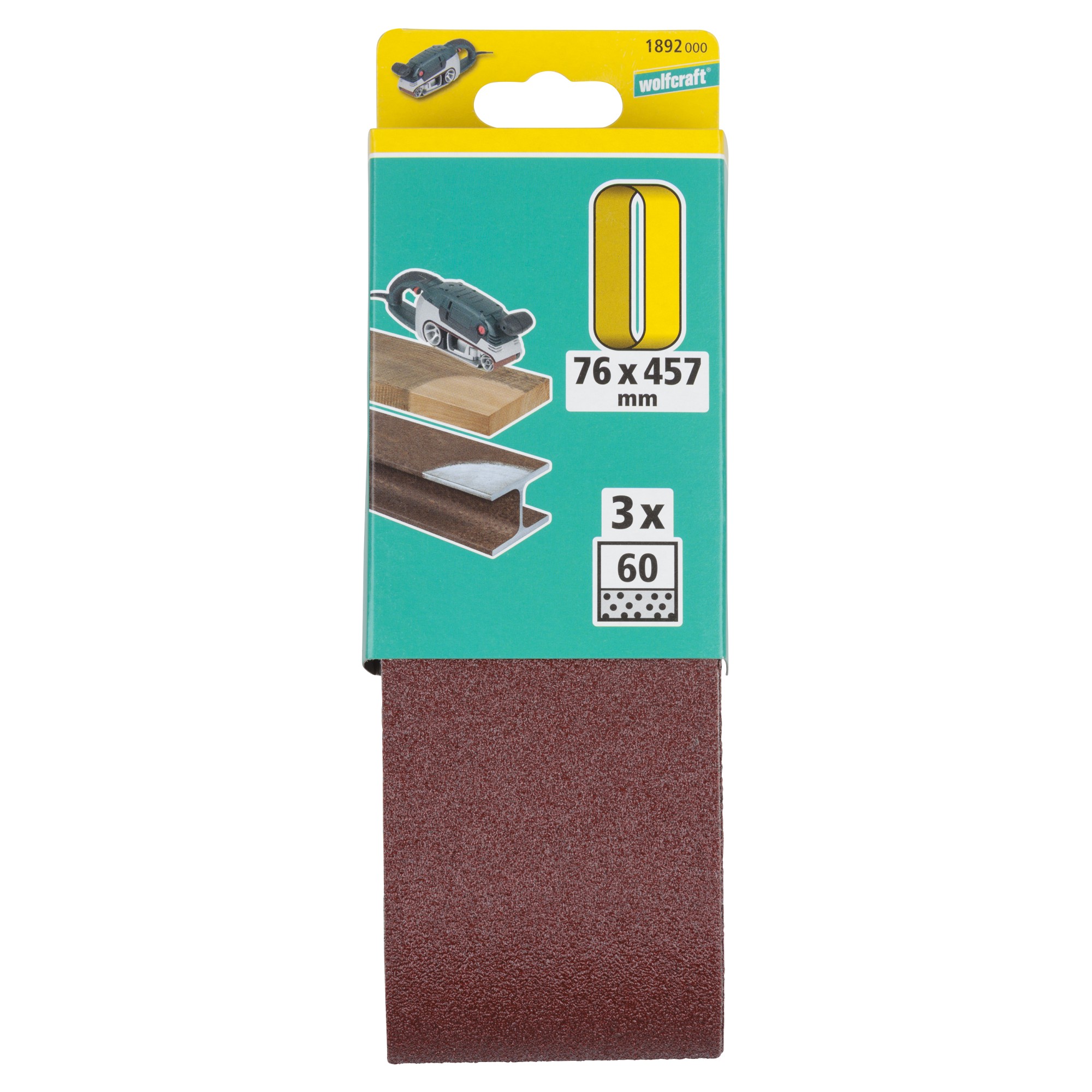 3 lijas de banda, corindón, grano 60, 76 x 457