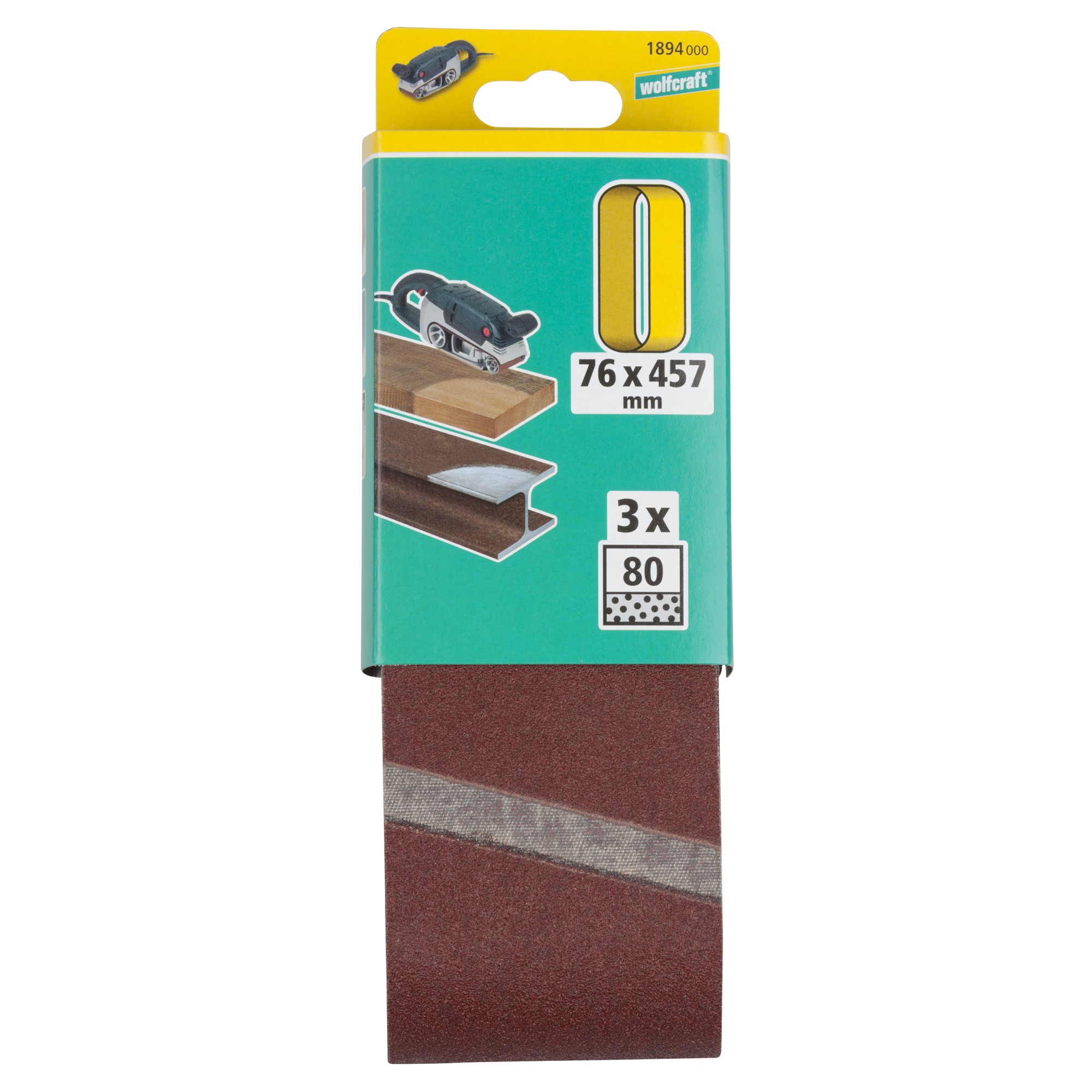 3 lijas de banda, corindón, grano 80, 76 x 457