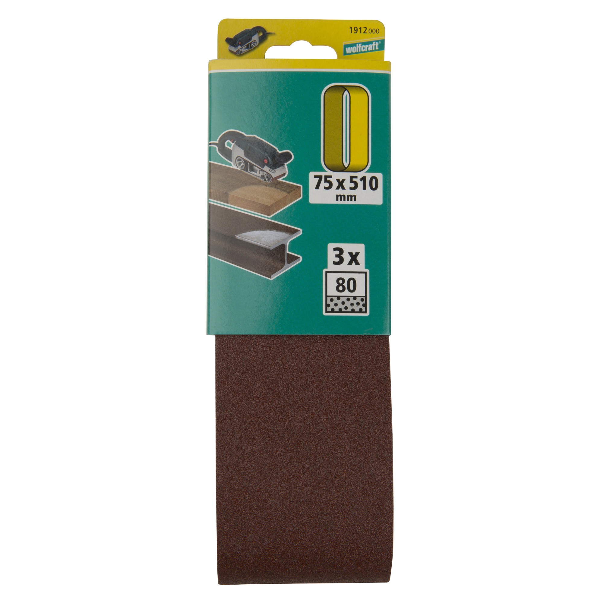 3 lijas de banda, corindón, grano 80, 75 x 510