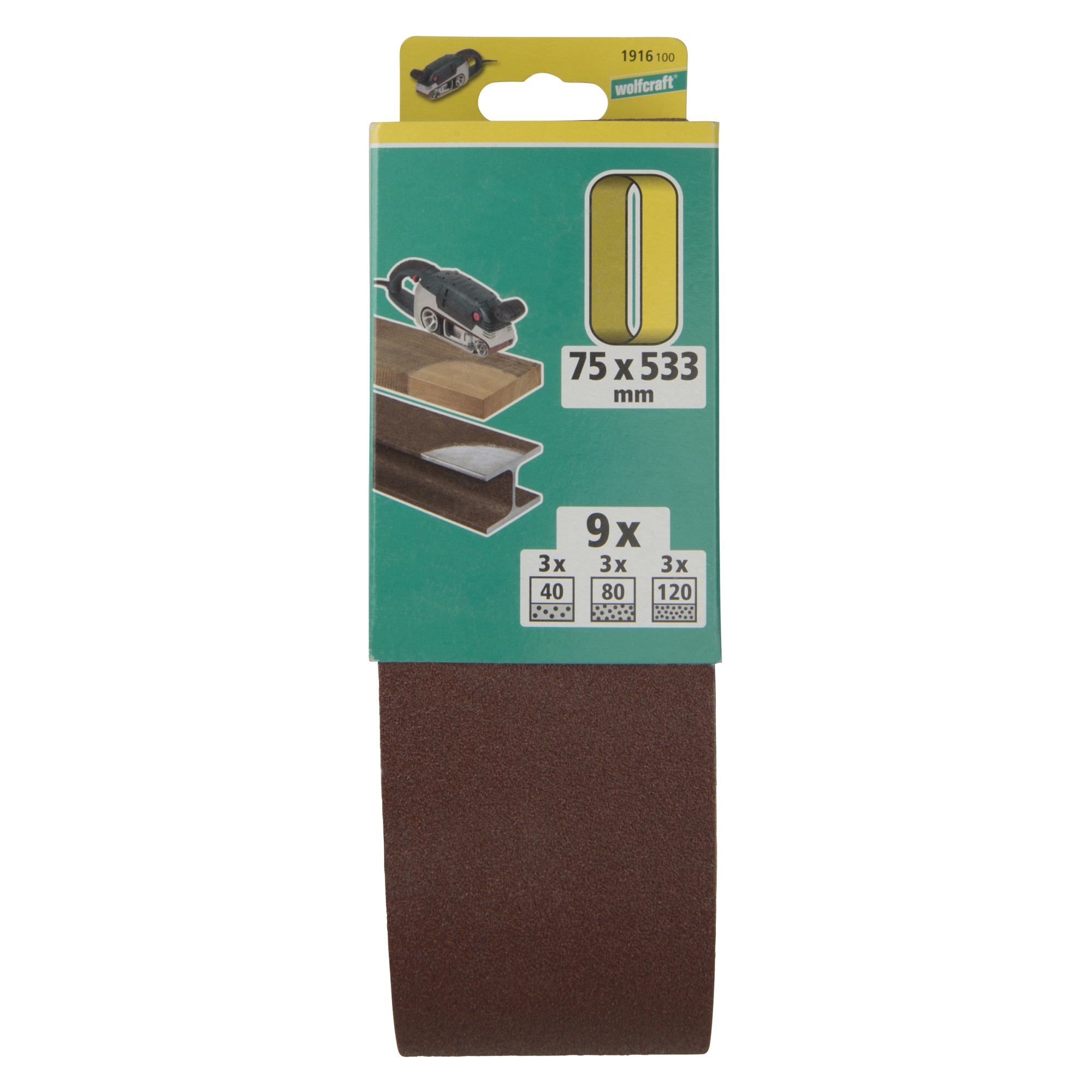 1 juego de lijas de banda de 9 piezas, 75 x 533