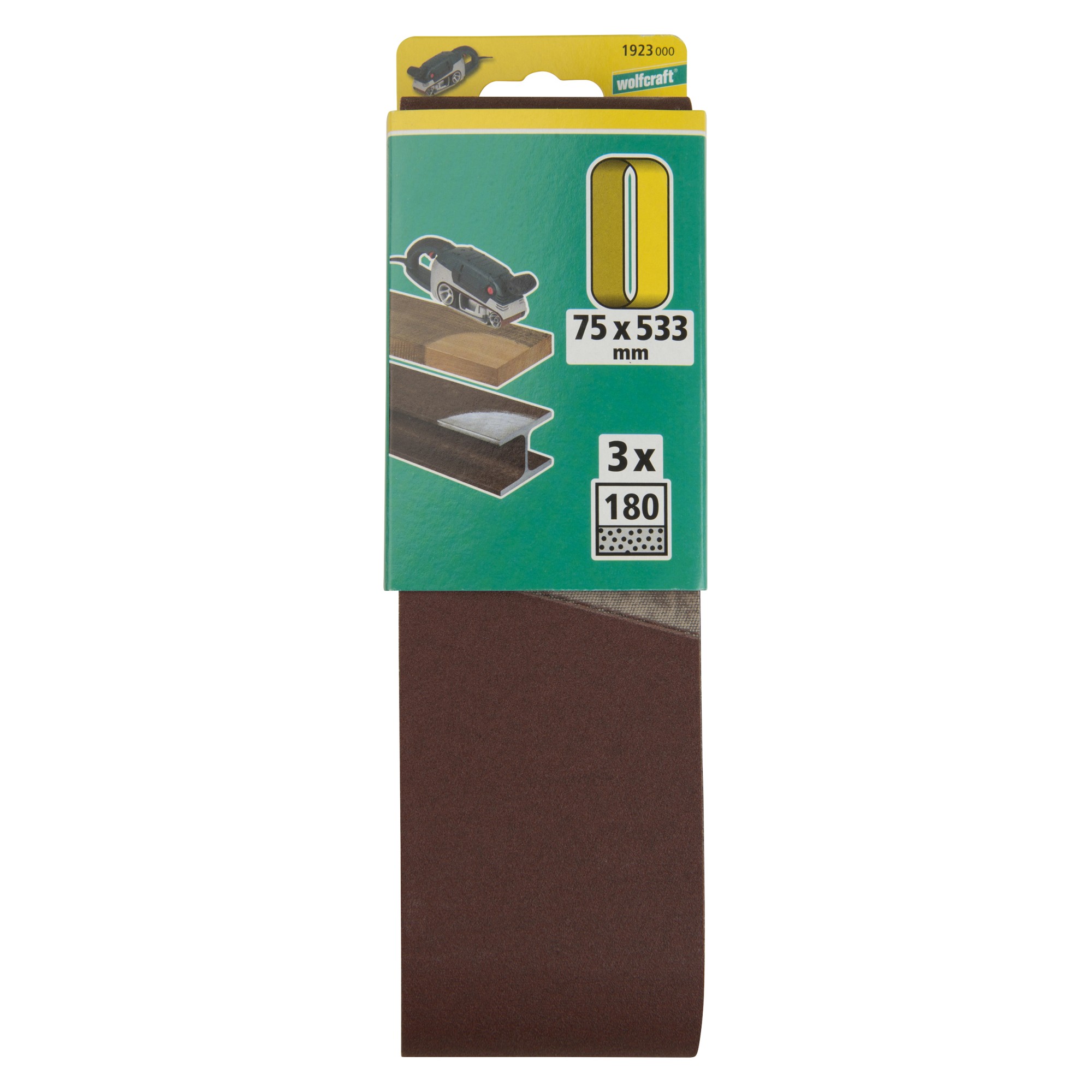 3 lijas de banda, corindón, grano 180, 75 x 533