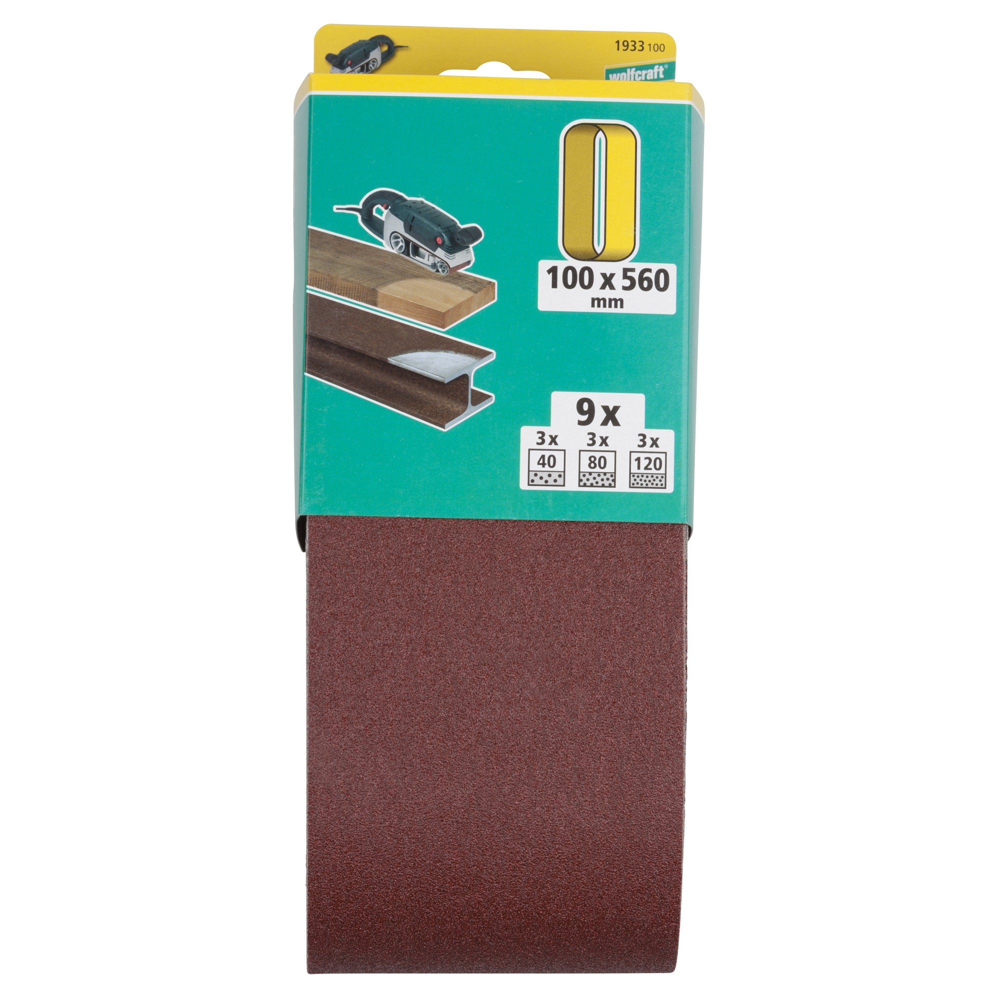 1 juego de lijas de banda de 9 piezas, 100 x 560