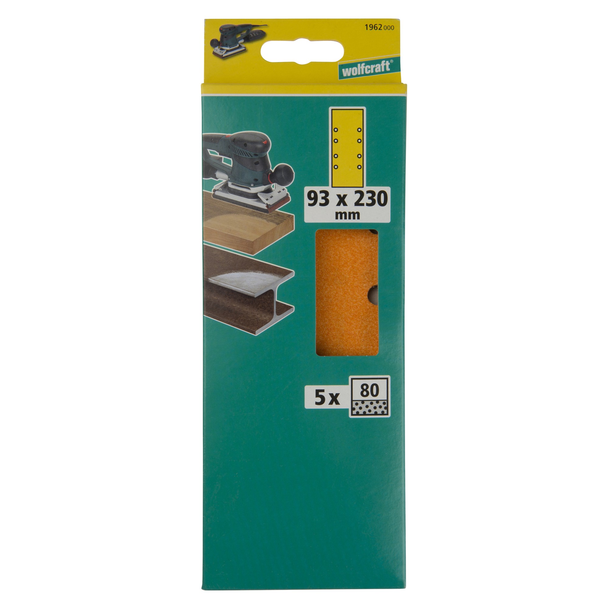 5 hojas de lijar de corindón, grano 80, 93 x 230 mm