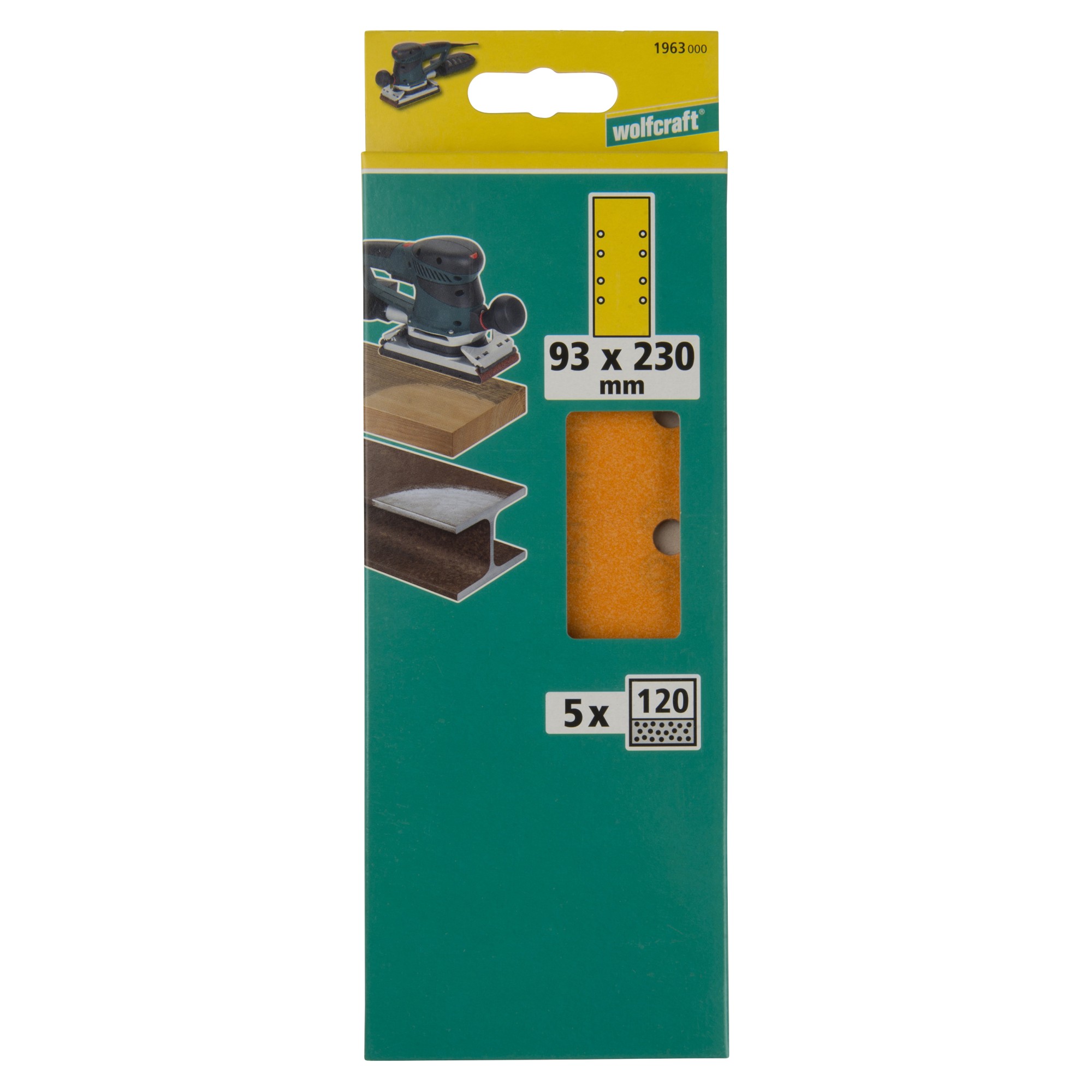 5 hojas de lijar de corindón, grano 120, 93 x 230 mm